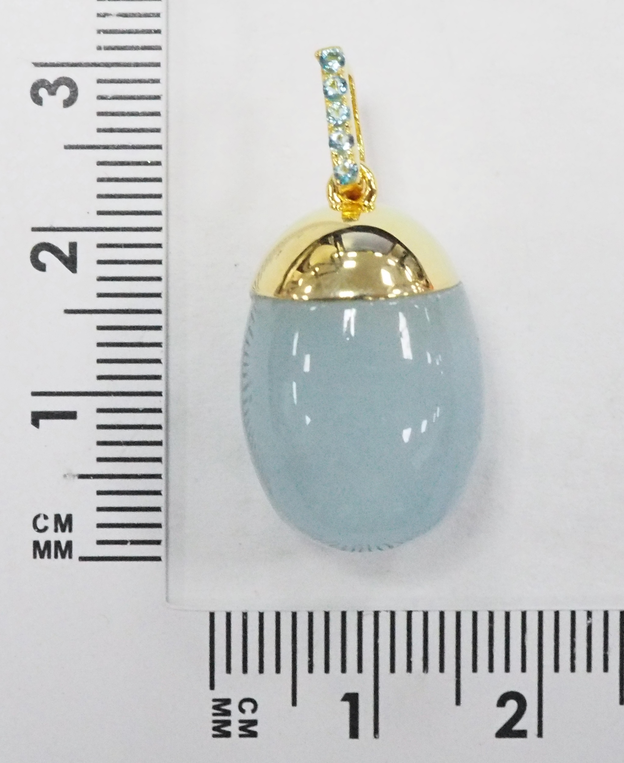 Серебряная подвеска 925 пробы; вставки 1 Аквамарин; 5 Фианит голубой;